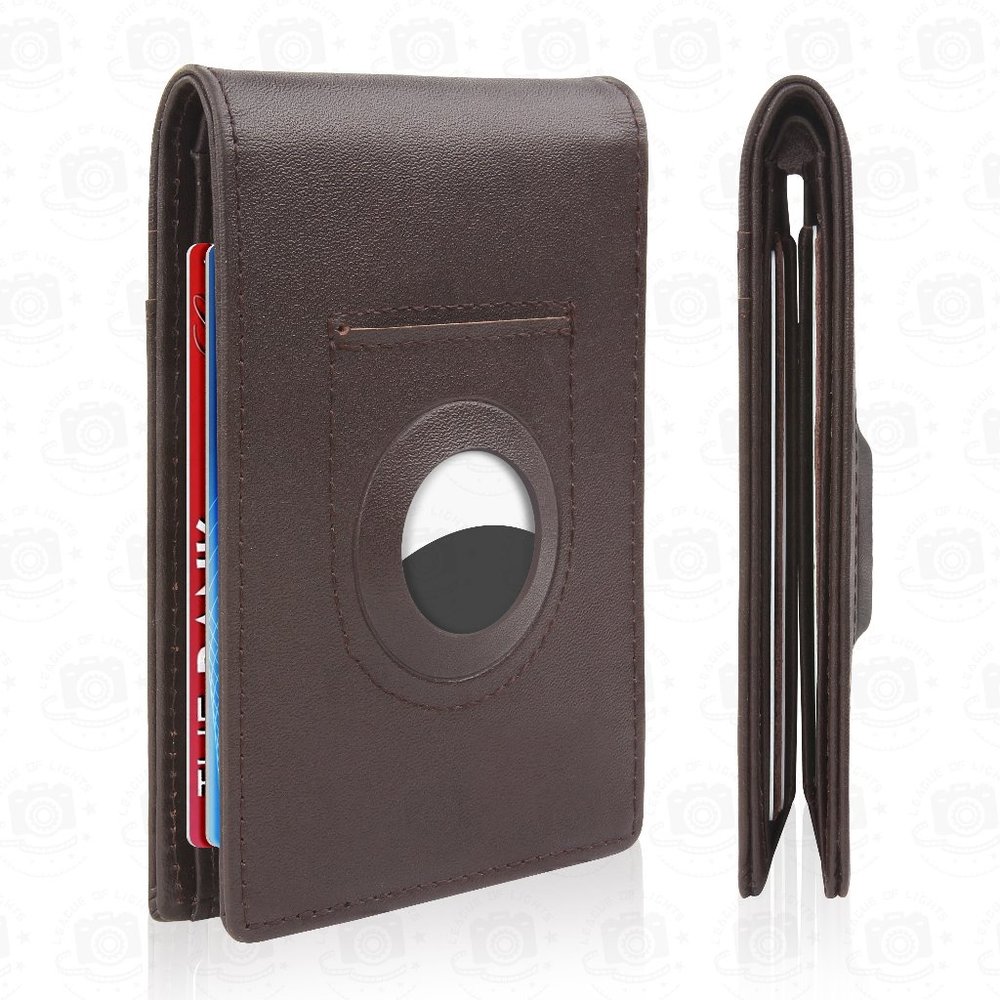 Bifold AirTag Wallet with Money Cash Pocket, RFID Blocking Technology